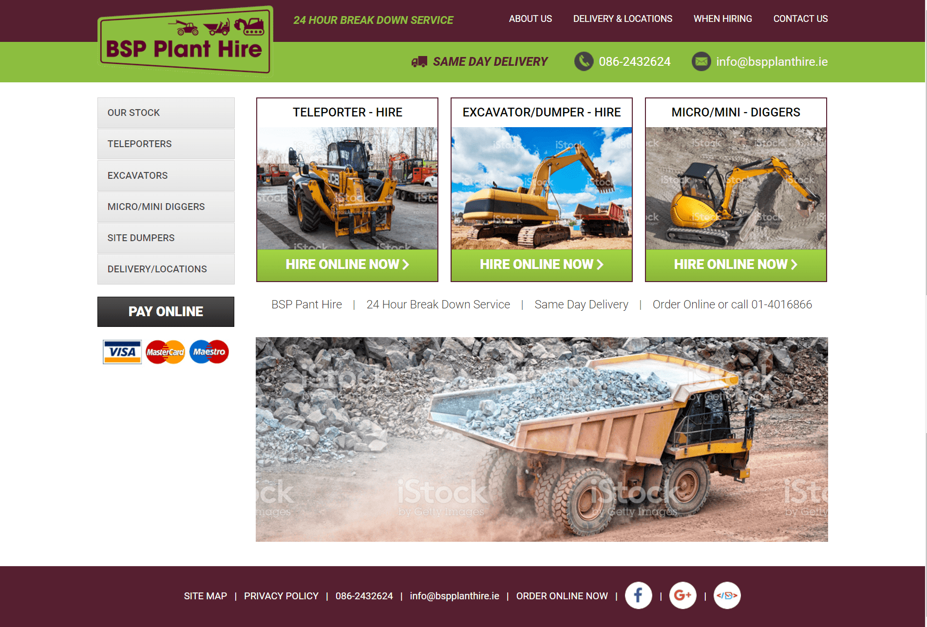 Plant Hire Website B2B Construction Website